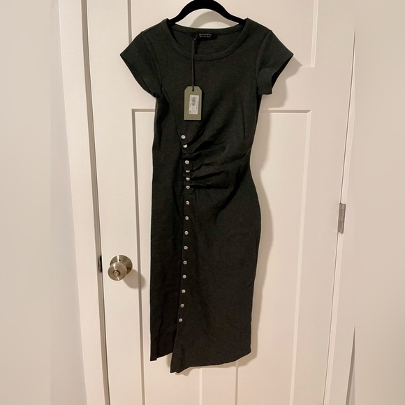 New AllSaints hatti jersey t-shirt dress with side popper detail in black size 0 - Picture 8 of 10